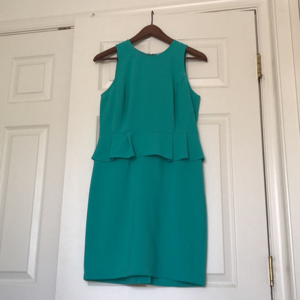 Ann Taylor LOFT teal Peplum sheath dress, size 4P